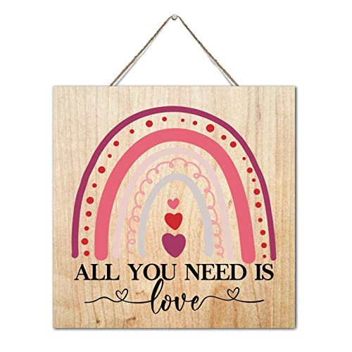 Panneau en bois All You Need Is Love : déco murale chambre bois 30 cm