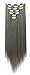 SWACC Women 22 Inches Straight Full Head 7 Separate Pieces Heat Resistance Synthetic Hair Clip in Hair Extensions (Grey)