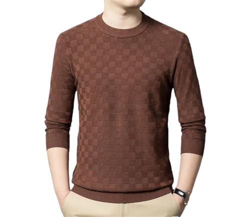 Men's Winter Knit Pullover - Crew Neck Designer Slim Fit Plaid Casual Jumper