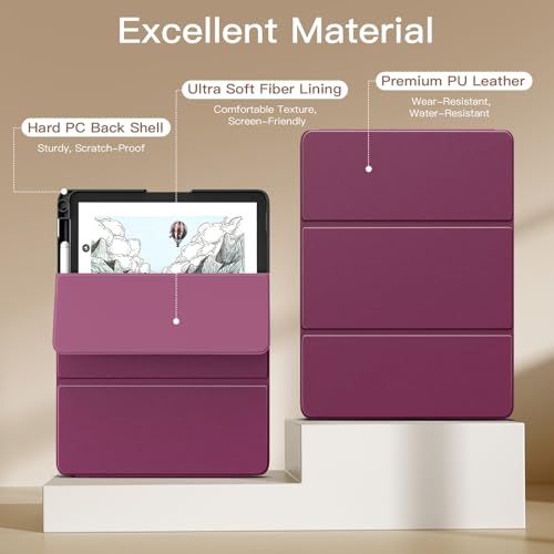 Image of MoKo Stand Case for 11 inch Kindle Scribe (3rd Generation -2025) & Kindle Scribe Colorsoft (1st Generation 2025) - Premium Leather Trifold Stand Cover with Pen Holder, Auto Sleep /Wake, Fig