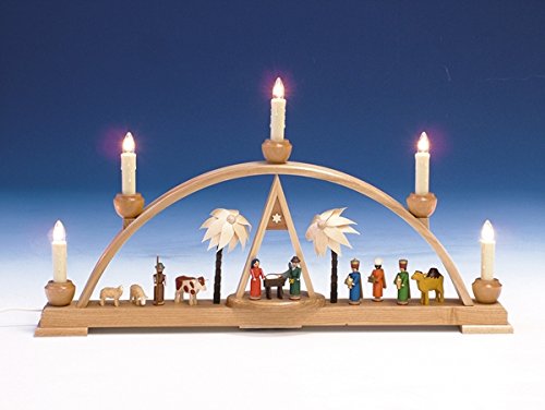 Mire la nativité de voûte électrique multicolore de Seiffen 52 cm