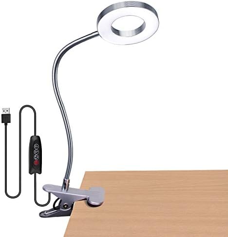 Book Reading Light in Bed - Clip on Lamp with 3 Brightness, Great for Bedside, Makeup Mirror, Headboard, Office, Desk, Dorm Room, Piano, Laptop and Daily Use (Silver)