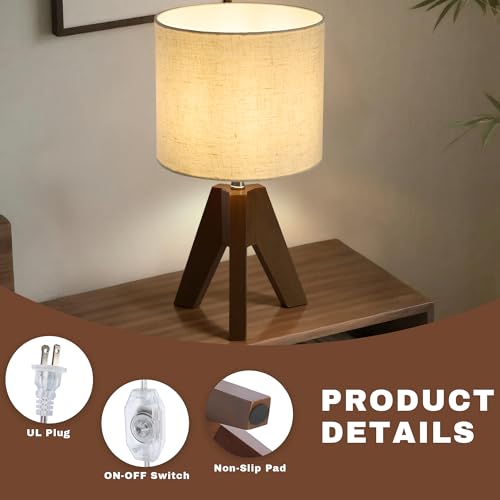 Set de 2 lámparas de mesa trípode con pantalla beige miniatura 2