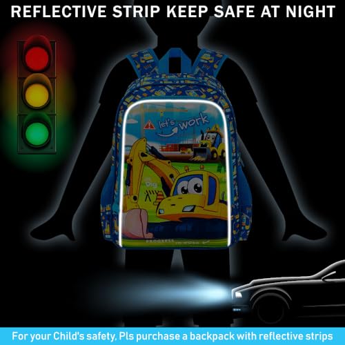 Image of CCJPX 3PCS Excavator Backpack for Boys, 16 Inch Water Resistant Preschool Bookbags, Cool Kindergarten School Backpacks and Lunch Box