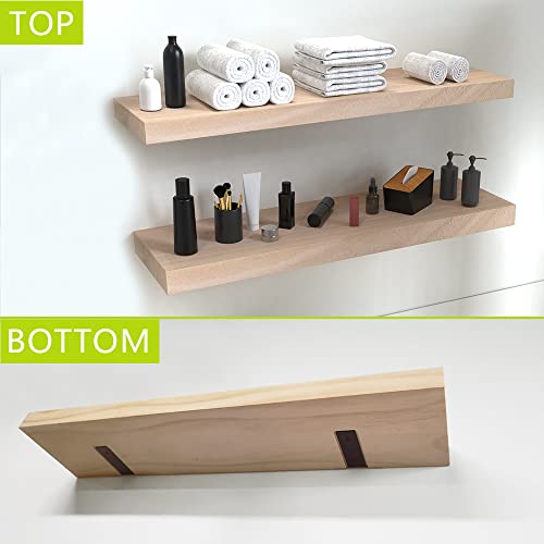 Habudda Floating Shelves For Wall Decor, Bedroom Bathroom Storage Wood Shelf, Farmhouse Rustic Home Kitchen Laundry, Wooden Hanging Mounted Plant Book Display Shelf, 2-Pack(30"×6.7"×1.6", Burlywood) #TOP2