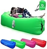 BACKTURE Sofá Hinchable, Sofá Inflable con Almohadas, Tumbona Hinchable Portátil, para Camping, Vacaciones, Senderismo(Verde Fluorescente)