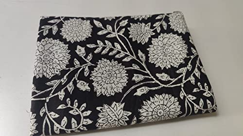 Image of Floral Printed Cotton Fabric Cloth Hand Block Print Fabric Women Material Running Jaipuri Hand Block Printed Women Dress Material Kurtis Natural 44 inch Inches Width 2.5 Meter (Pattern 7)