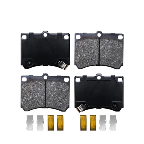Image of Detroit Axle - Front Ceramic Brake Pads with Hardware Set Replacement for 1992-1996 Ford Escort Mazda Protege Mercury Tracer - 2pc Set
