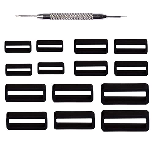 BRYHZKCM Correa de reloj de goma de silicona para reloj, 18 mm, 20 mm, 22 mm, 24 mm, correa de reloj de repuesto con herramienta incluida, trabillas negras para correa de reloj