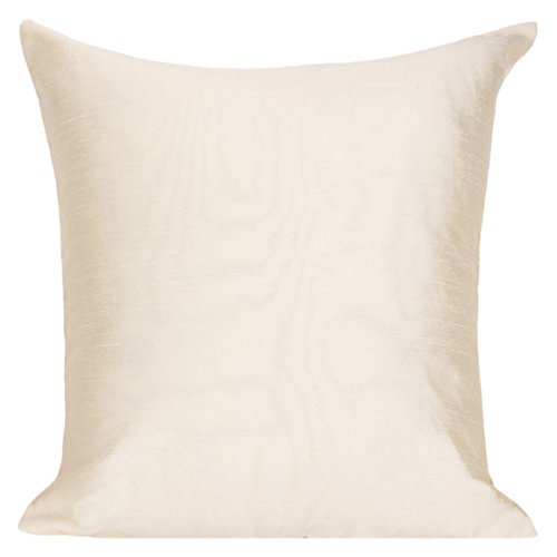 The White Petals Set of 2 Cream Sham Covers, Plain Silk Sham Cover, Solid Decorative Sham, Accent Sham, Cream Euro Sham Cover, (26x26 inches, Cream)