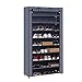 Meerveil Armoire à Chaussures 9 Couches Etagères de Rangement pour 45 Paires de Chaussures Armoire en Tissus Rangement de Chaussures Étanche Étagères à Chaussures Gris 88 * 28 * 160cm (avec Housse)