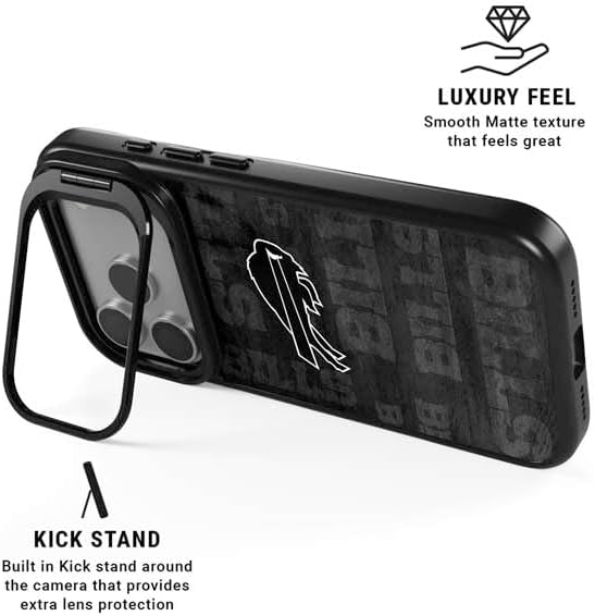 Skinit Kickstand Phone Case Compatible with iPhone 17 Pro Max - Officially Licensed NFL Buffalo Bills Black & White Design