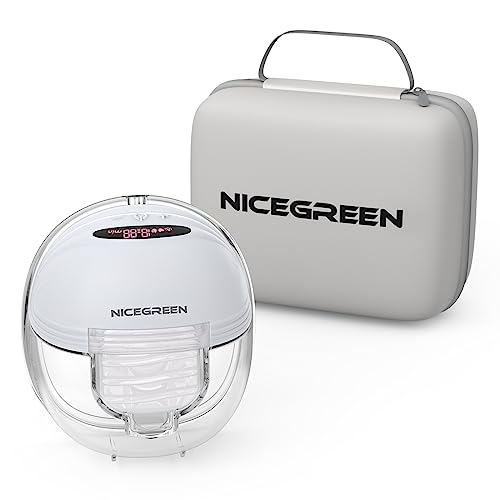 Image of NICEGREEN LIFE Breast Pumps Hands-Free, Wearable Breast Pump for Breastfeeding, 3 Modes & 12 Levels with LED Display, Low Noise with Memory Function Electric Rechargeable Pump