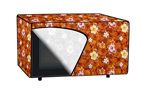 Image of The Furnishing Tree PVC Waterproof Microwave Oven Cover compatible for Morphy Richards 23 L Convection 23MCG Floral Pattern Orange