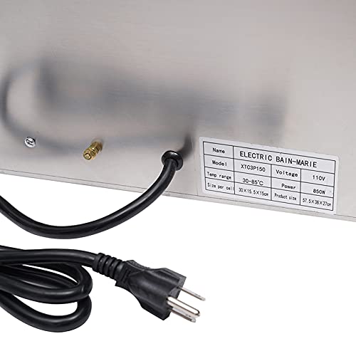 Speisenwärmer, Buffetwärmer, 220V Chafing Dishes Speise Wärmer, 3-Pan Buffet Dampftisch Restaurant Speisenwärmer, Edelstahl, 575 x 380 x 270 mm, Buffet & Catering – Bild 7