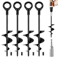 BOOSHMall Bodenanker Trampolin 4er Set, Erdanker Trampolin, Bodenanker zum Eindrehen Resistant High Wind, Trampolin Anker für Zelte, Schaukeln, Vordächer