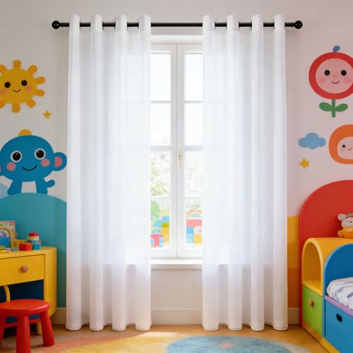 Voilage bloquer soleil anti-UV blanc 65 x 190 cm pour stopper l'éblouissement