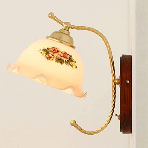 Lámparas de pared de vidrio de latón vintage E27 interior para pasillo e iluminación