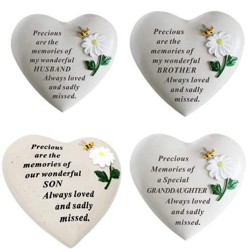 Husband Memorial Stone - Bee Daisy on Heart - DF18314-G, White - Image 4