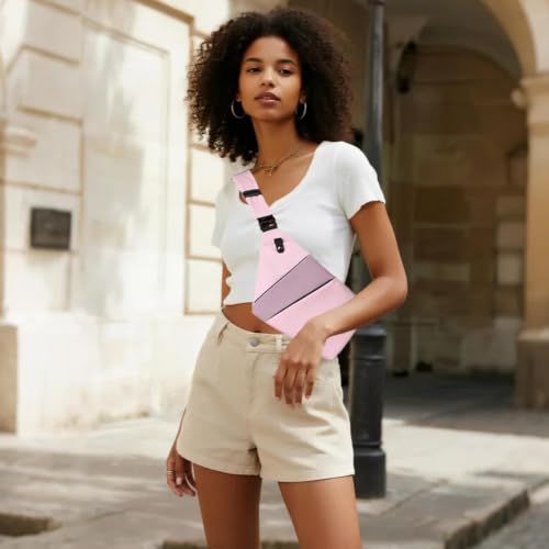 Image of Anti Theft Crossbody Bags for Women Men, Multi-Pocket Shoulder Bag, Slim Sling Bags with 2 RFID Blocking Card (Left Shoulder-Light Gray)