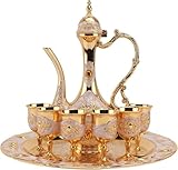 Vintage Russian-Style Wine Decanter and Glass Set - Handmade Metal Hip Flask and Cups for Weddings and Events (Set)