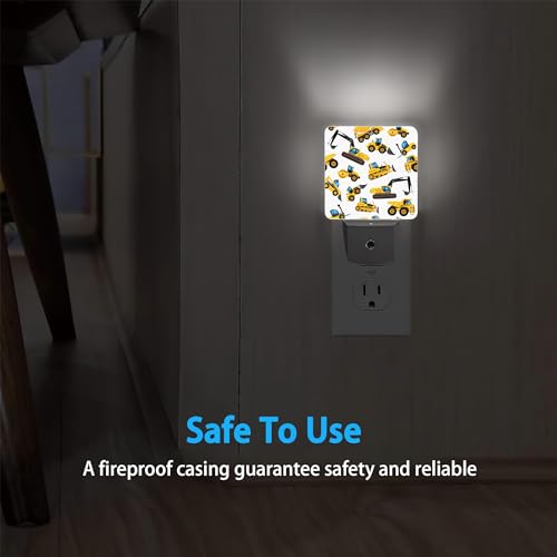 Image of Construction Machines Night Light,Tractor Night Lights Plug into Wall Dusk to Dawn Sensor Led Lamp for Women Men,Led Lights for Stairway /Hallway /Bedroom,0.5W
