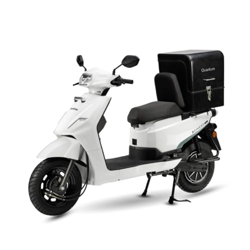 Image of Quantum Bziness X Electric Scooter | NMC Battery Pack | 105 km Range | Bluetooth, USB & Digital Display | 60 km /h Top Speed | White | Advance Booking for Ex-Showroom
