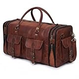 Leather Handmade Vintage Travel Luggage 32 Inch Leather Duffle Bag for Men and Women Gym Sports Bags Weekender Travel Overnight Carry On Duffel Bag Gift For Men (34 inch)