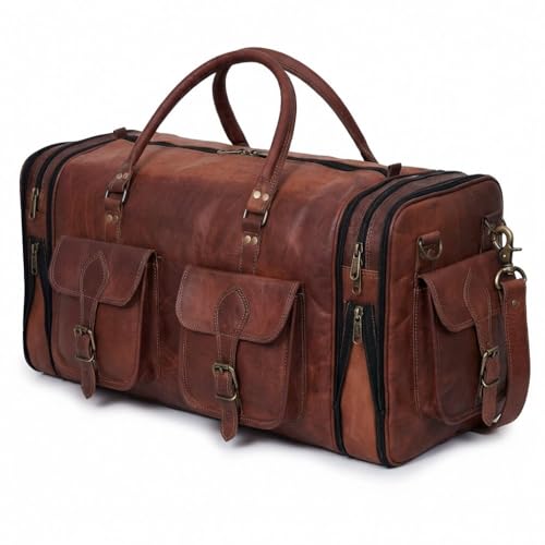 Genuine Leather 24-Inch Vintage Travel Duffle Bag