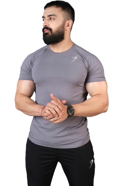 Image of FUAARK Men's Solid Slim Fit Sports Gym T-Shirt