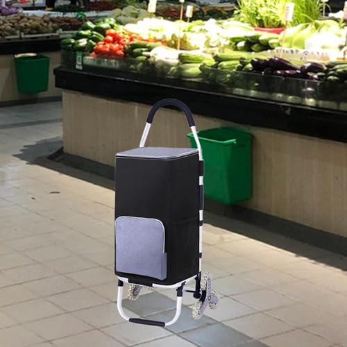 Bolsa para carrito de compras térmica y plegable en tela Oxford negra para supermercado 7