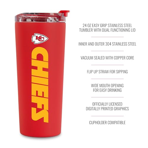 Image of Rico Industries NFL Football 24oz Stainless Steel Tumbler with Lid and Dual Functioning Lid
