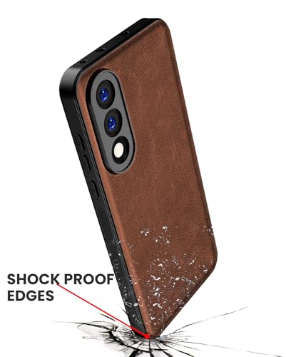 Image of Kapa Tux Leather Back Cover for OnePlus Nord 5 | Slim Shockproof Camera Protection Bumper Case (Brown)