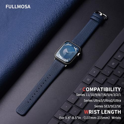 Image of Fullmosa Leather Band Compatible with Apple Watch Band 42mm 44mm 45mm 46mm 49mm, Genuine Leather Replacement Strap for iWatch Ultra3 /2 /1 SE3 /2 /1 Series 11 10 9 8 7 6 SE 5 4 3