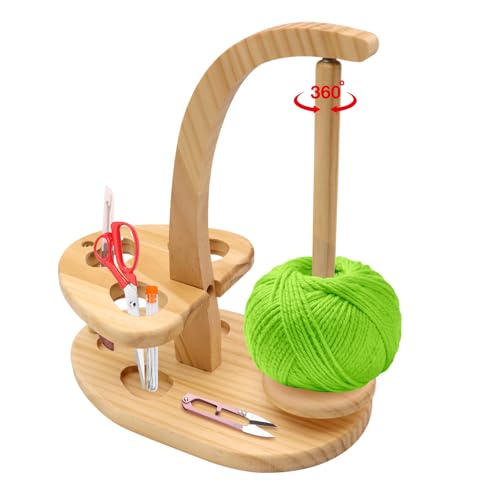 UKONWIT Wool Holder Magnetic for Crocheting Yarn Holder Sewing Spindle Rotating Wooden Yarn Spinner with Knitting Accessories Organizer for Knitting Crochet Lovers Mother