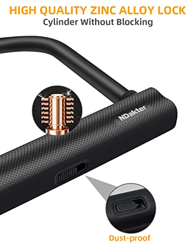 Image of NDakter Bike Locks Heavy Duty Anti Theft, Bicycle U Lock for Ebike, 18mm Shackle with 3 Keys for Electric Escooter, Mountain & Folding Bike, Tri-Bike Wheel Lock Sturdy