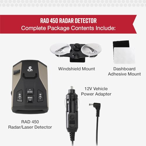 Image of Cobra RAD 450 Laser Radar Detector: Long Range, False Alert Filter, Voice Alert & OLED Display, Black, RAD450