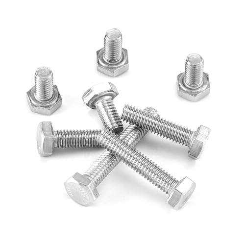 Image of M4 x 8mm 12mm 16mm 20mm 25mm Heavy Duty Hexagon Bolts Hex Head Screws, 304 Stainless Steel, Metric Machine Fully Threaded, Bright Finish, Assortment Kit 100PCS