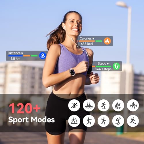 Image of Smart Watch for Women Men, 1.85 inchHD Touchscreen Fitness Tracker with Bluetooth Calling, 130+ Sport Modes, 5 ATM Waterproof Heart Rate Sleep Monitor, 7 Day Battery DIY Dial, Smartwatch for Android & iOS