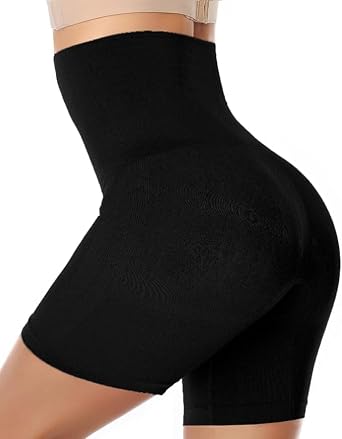 SHAPBUS Butt Lifting Panties Girdle For Women Tummy Control Faja Body Shaper with Front Zipper Black