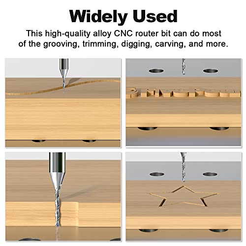 Fivepears Down Cut Spiral Router Bit For Cnc, 1/16 Inch Cutting Diameter And 1/2 Inch Cutting Length 1/4 Inch Shank Carbide End Mill Router Bit For Wood Carving Engraving Grinding Grooving #TOP4