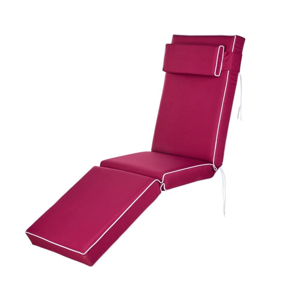 Alfresia Luxury Sun Lounger Cushion with Headrest – Replacement Garden Sun Lounger Cushion, Thick Foam, Water-Resistant Polyester