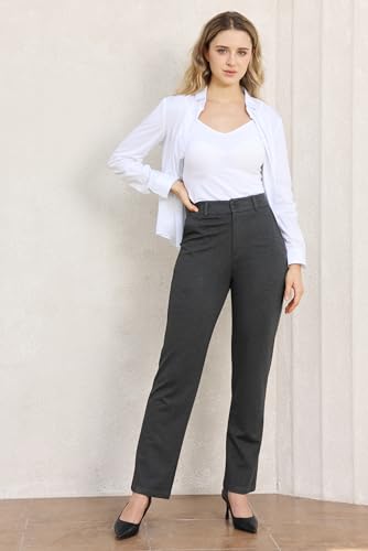 Image of Bamans Dress Pants Women Work Business Office Straight Leg Slacks
