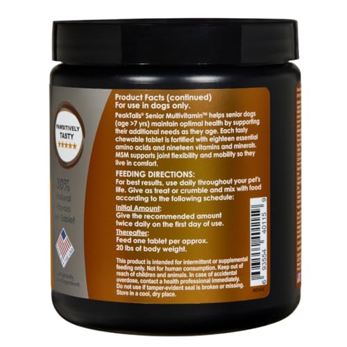 Image of Senior Multivitamin for Dogs - 150 Tablets with MSM, Superoxide Dismutase, Vitamin C & 19 Essential Nutrients - Supports Joint Health & Overall Wellness