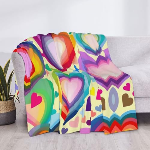 Couverture super douce avec cœurs colorés, le cadeau idéal pour le lit