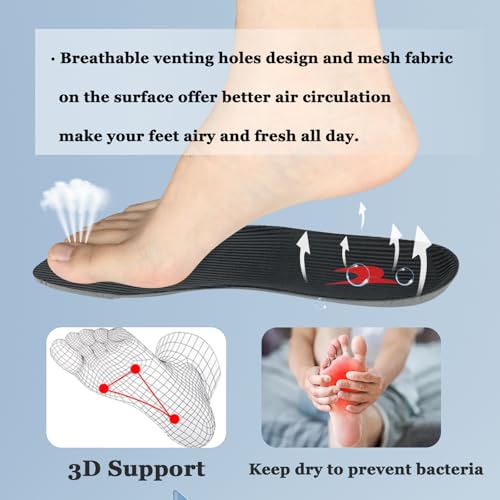Image of Shoe Insoles, Comfort Thin Lightweight Shock Absorption and Cushion Shoe Insole, Best Insoles for Men and Women for Everyday Use