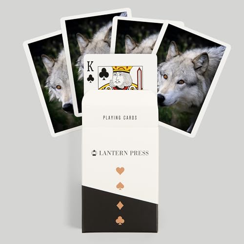 Lantern Press Wolf Face, 52 naipes póker para adultos miniatura 6