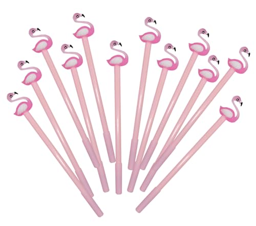 12 bolígrafos gel negro YYaaloa diseño flamenco rosa miniatura 2