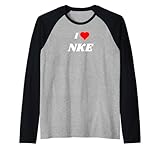 I love NKE - stock ticker gifts Raglan Baseball Tee