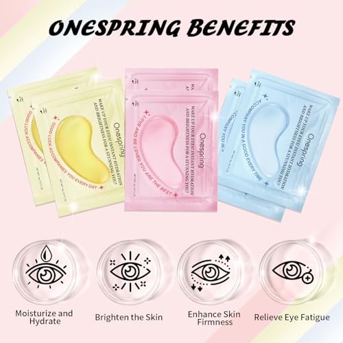 Onespring Eye Masks (24 Pairs), Caffeine, 24K Gold and 1% Retinol Under Eye Patches for Puffy Eyes, Dark Circles & Fine Lines, Eye Gels Pads for Refreshing and Revitalizing - Under Eye Skin Care - Image 6